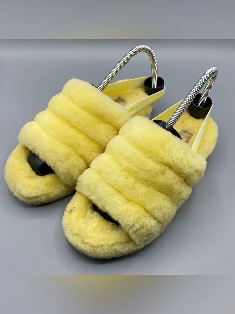 UGG Yellow Fluff Slide Sandals
